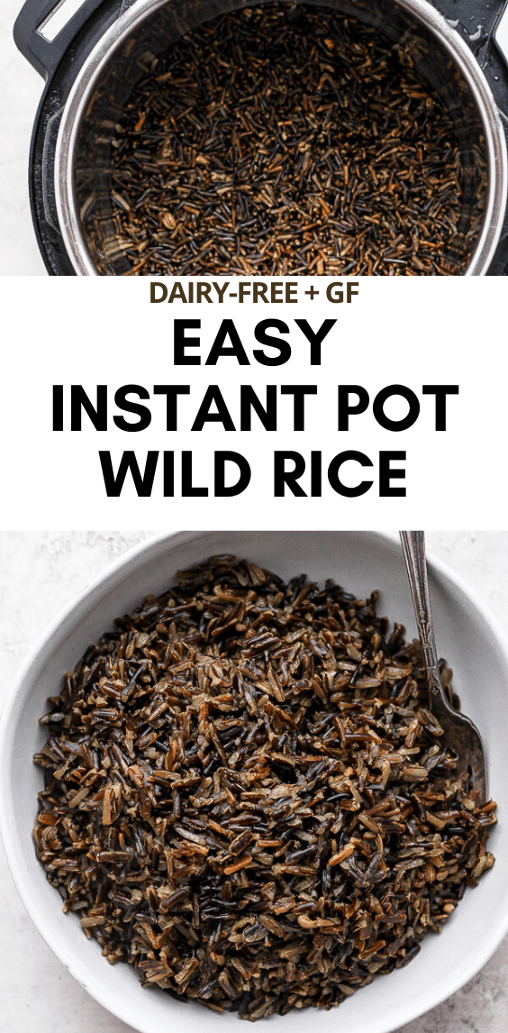 Pinterest image for instant pot wild rice.