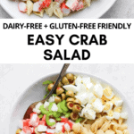 Pinterest image for crab pasta salad.