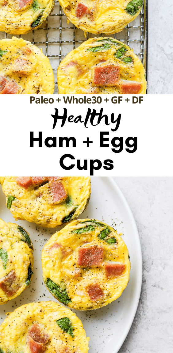 Pinterest image for ham and egg cups.