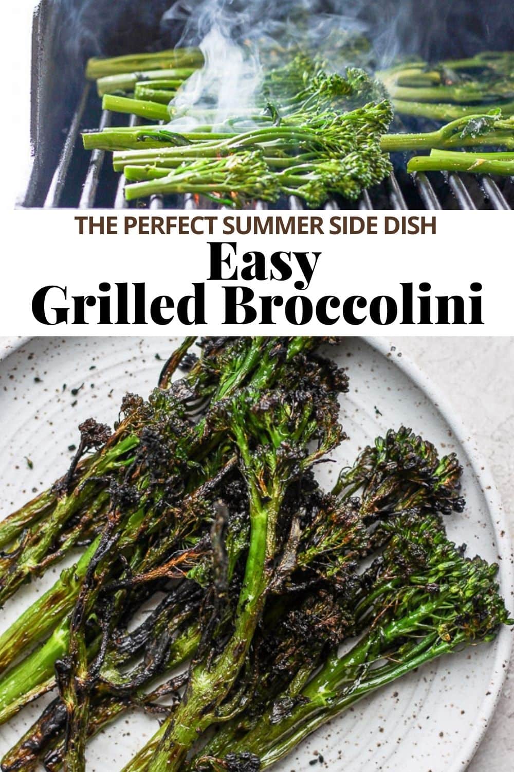 Pinterest image for grilled broccolini.