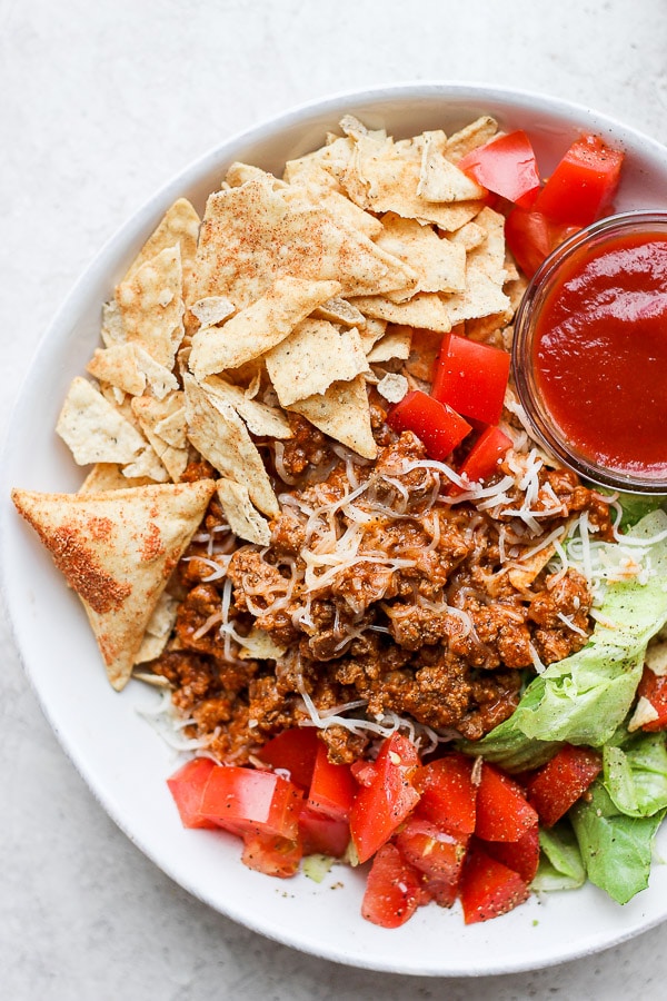 A bowl of health taco salad. 