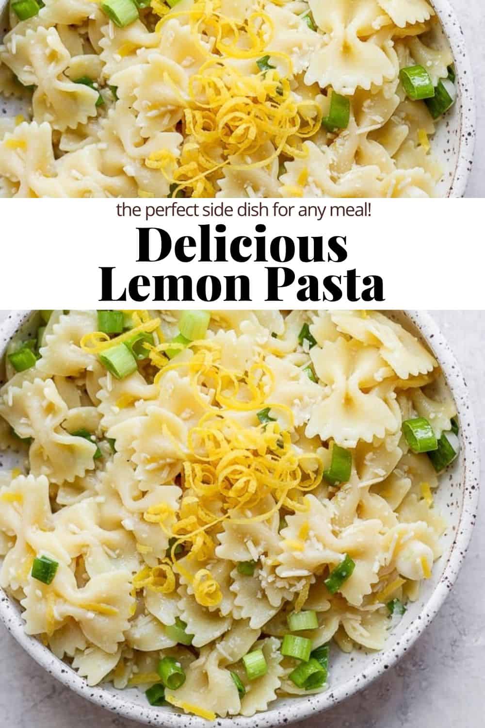 Pinterest pin for lemon pasta.