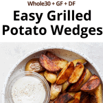 Pinterest image for grilled potato wedges.