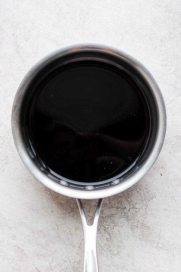 Balsamic vinegar in a small saucepan.