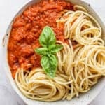 Bowl of homemade marinara sauce,