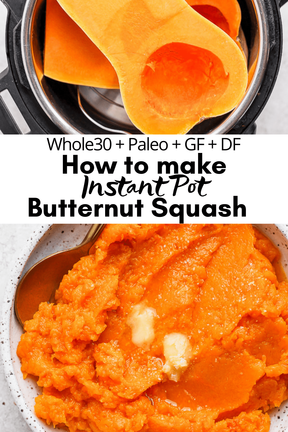 Pinterest image for Instant Pot Butternut Squash.