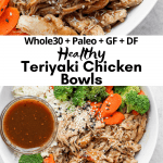 Pinterest image for a teriyaki chicken bowl.