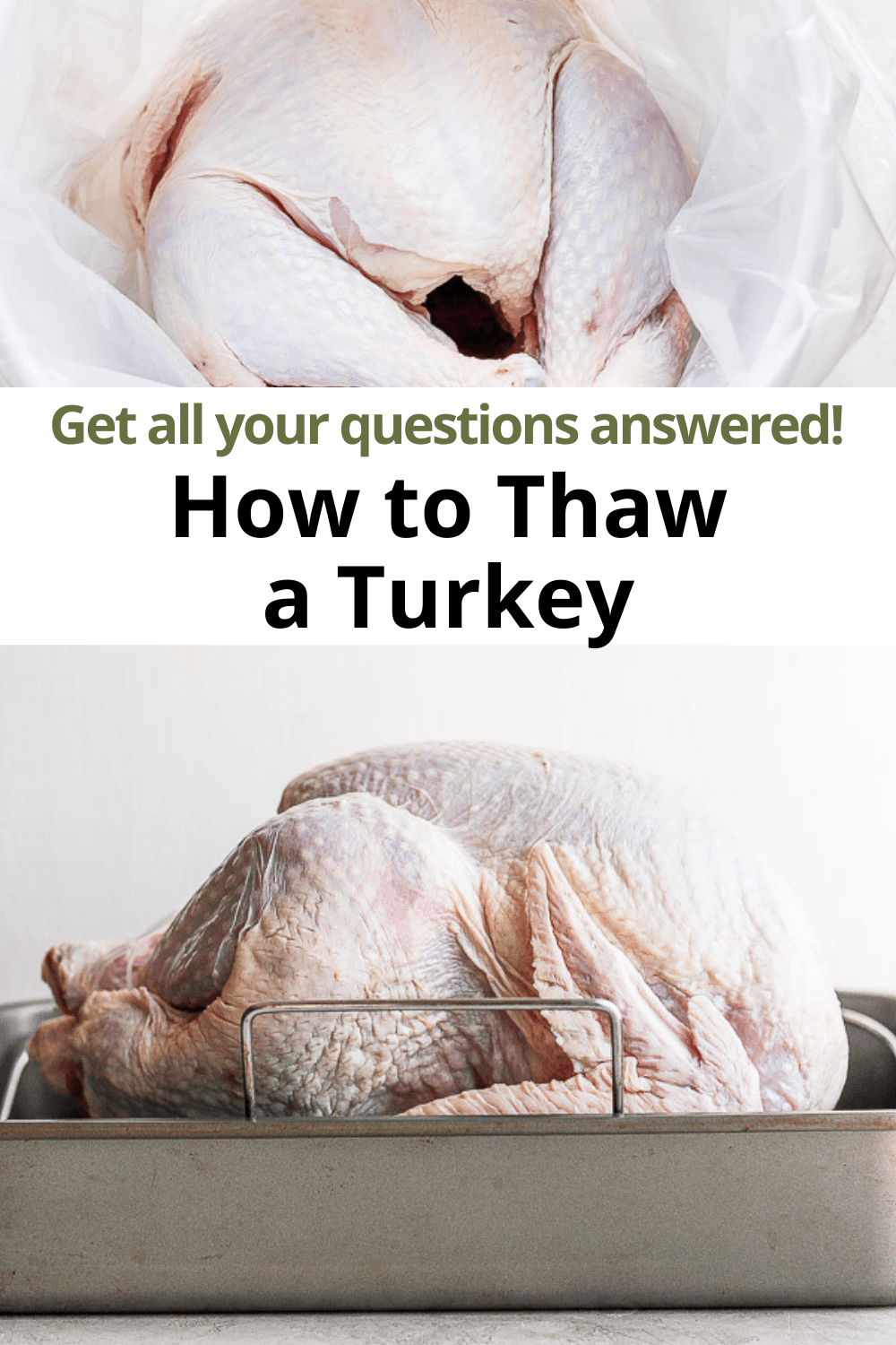 Pinterest pin for how to thaw a turkey. 