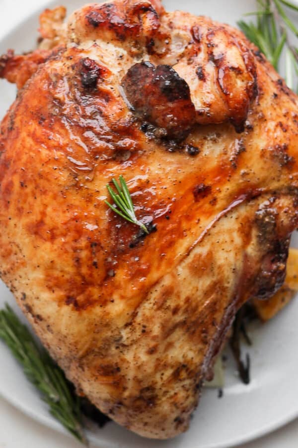 A grilled turkey breast on a plate.