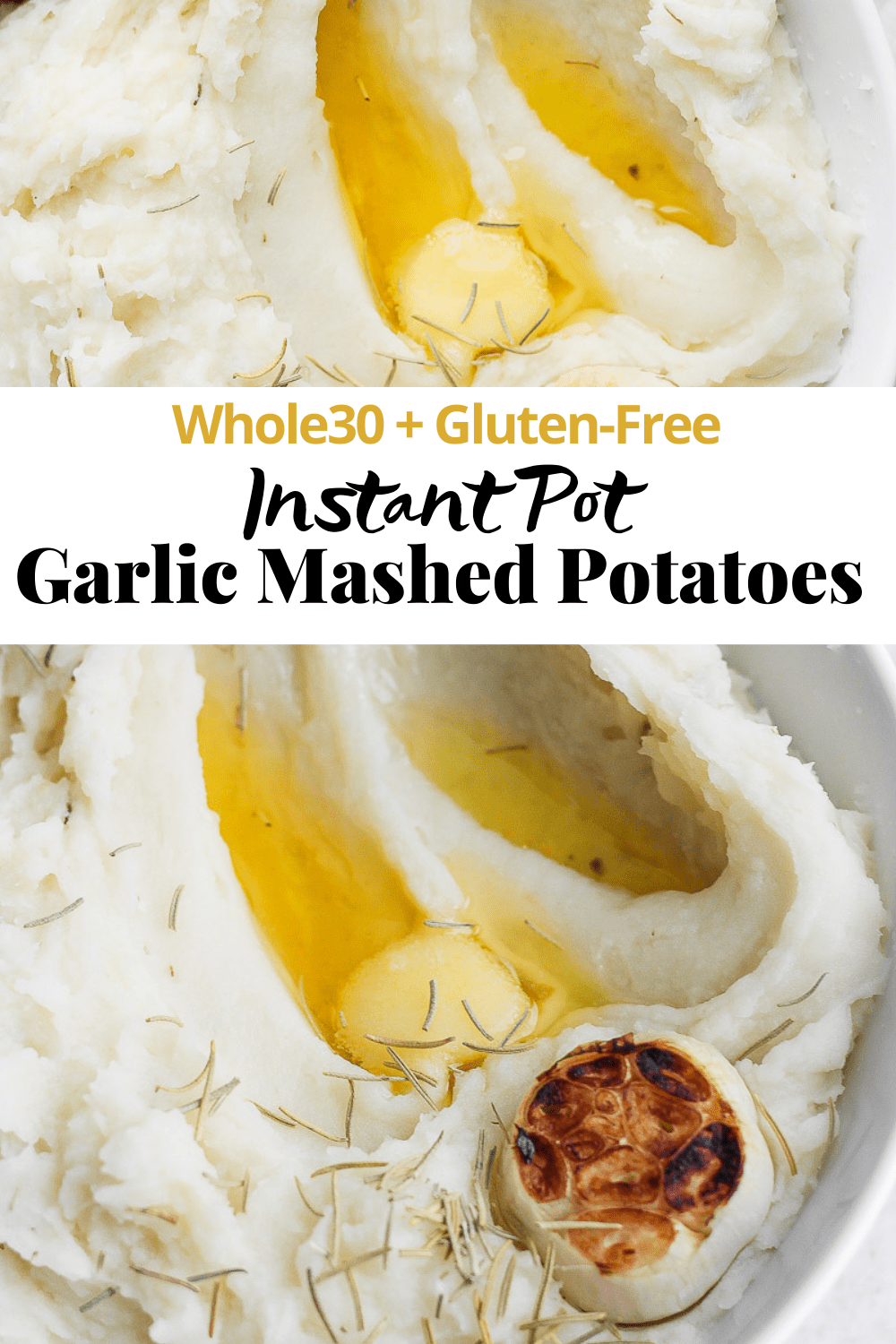 Pinterest image for instant pot garlic mashed potatoes.