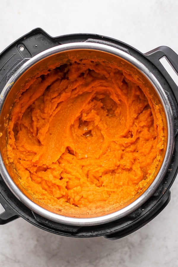 Mashed sweet potatoes in an InstantPot.