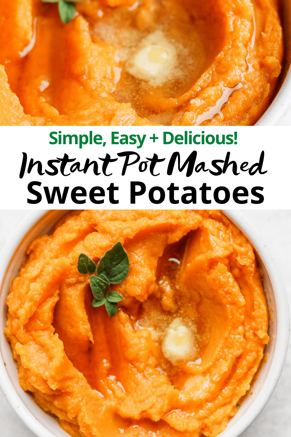 Pinterest image for Instant Pot mashed sweet potatoes.
