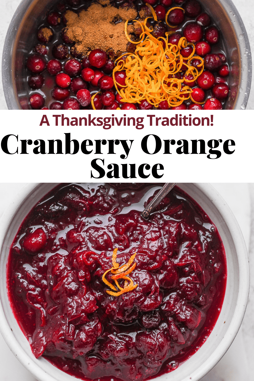 Pinterest image for cranberry orange sauce.