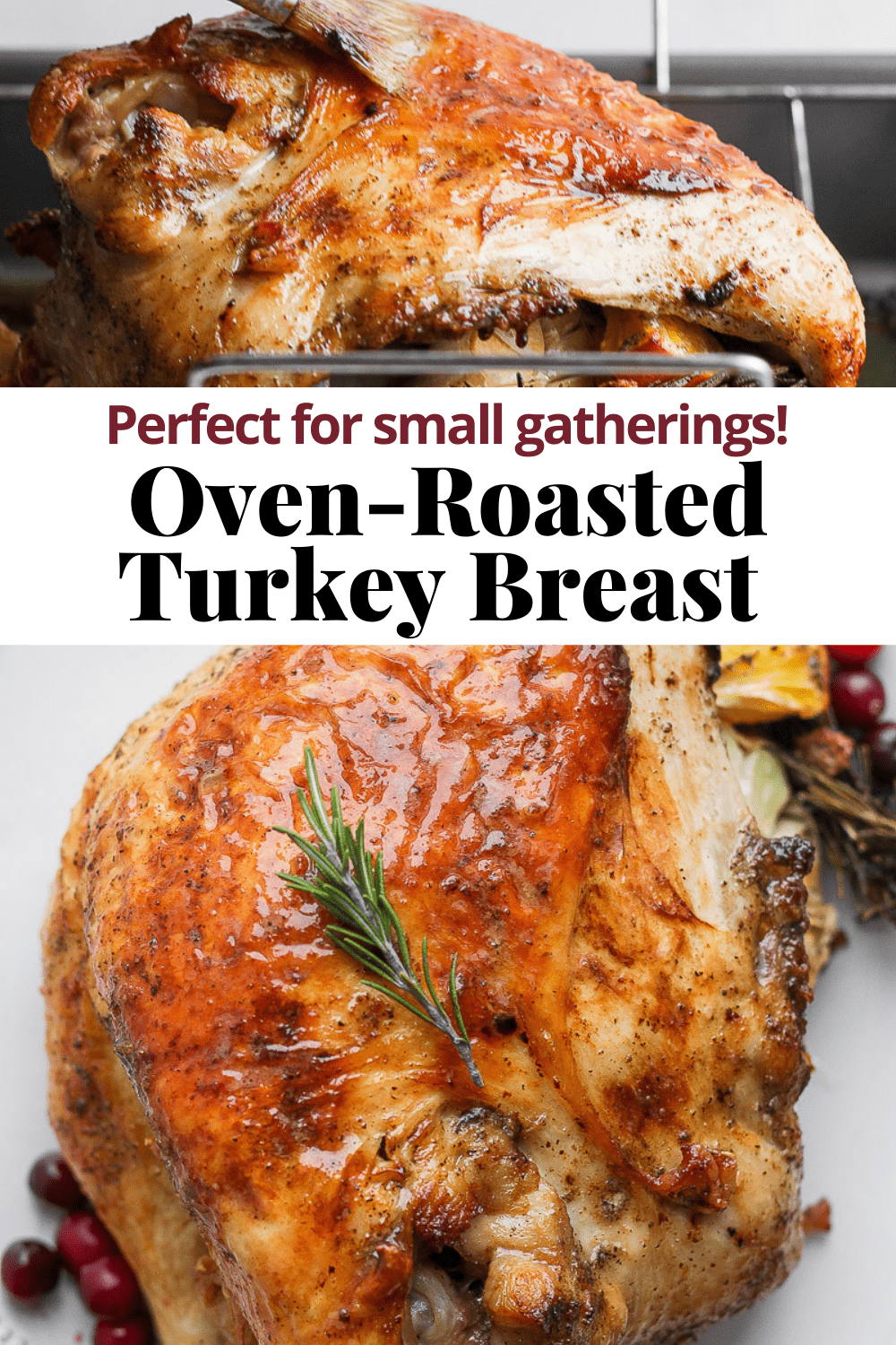 Pinterest image for oven-roasted turkey breast.