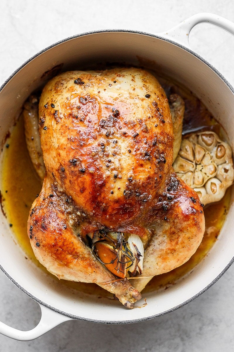 Garlic Herb Butter Roasted Chicken in a Dutch Oven (Dutch Oven