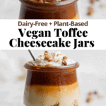 Pinterest image for vegan caramel cheesecake jars.