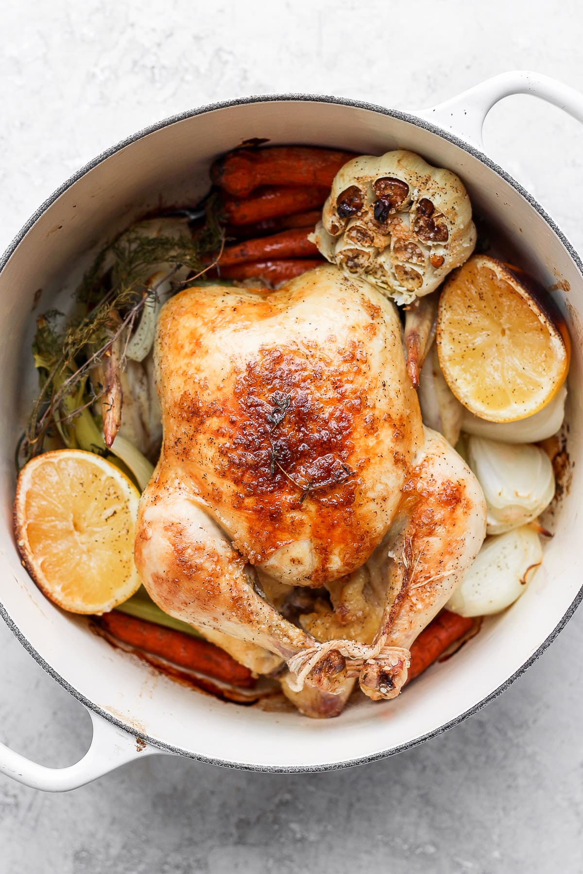 Roasted chicken with lemon. 