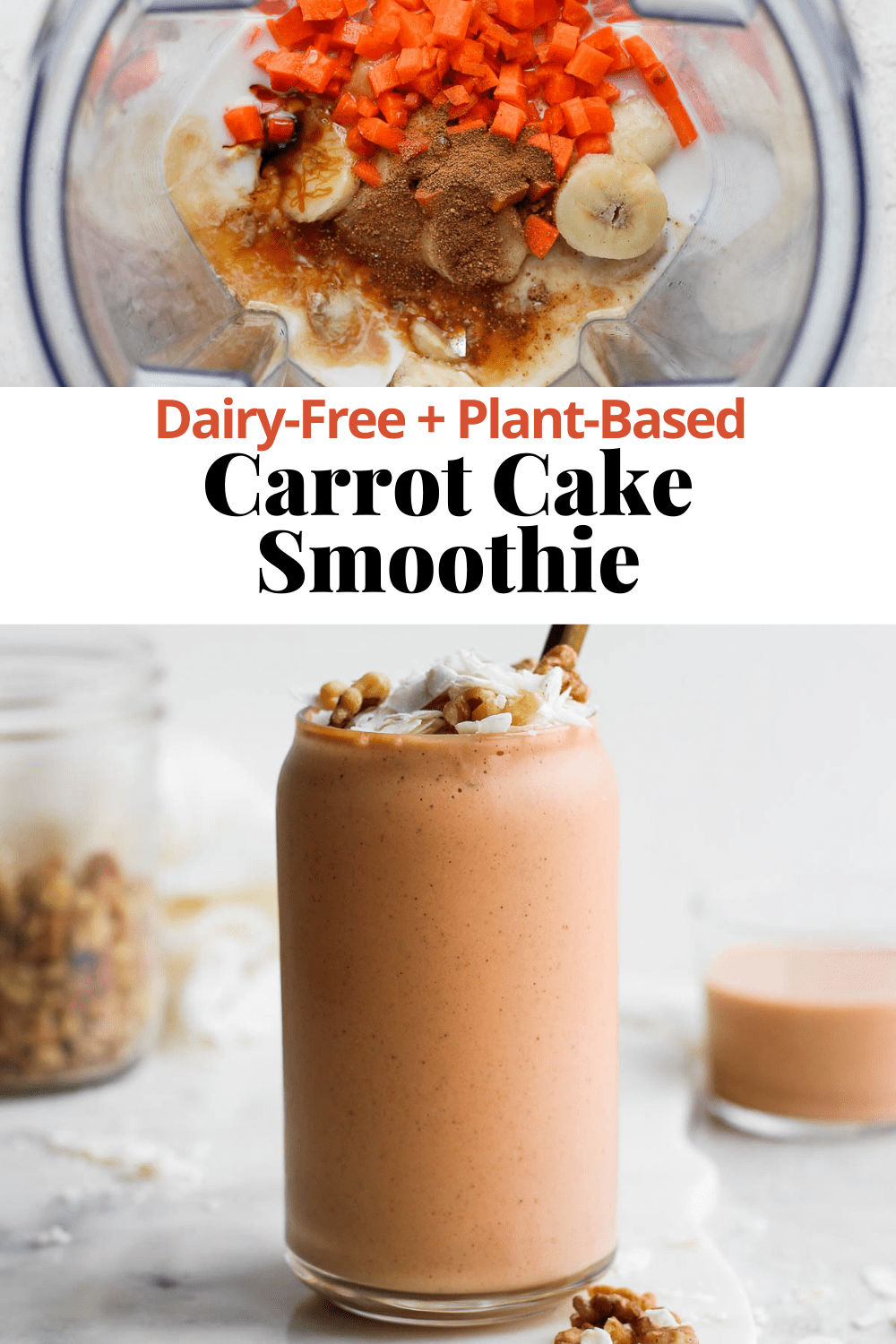 Pinterest image for a carrot cake smoothie.