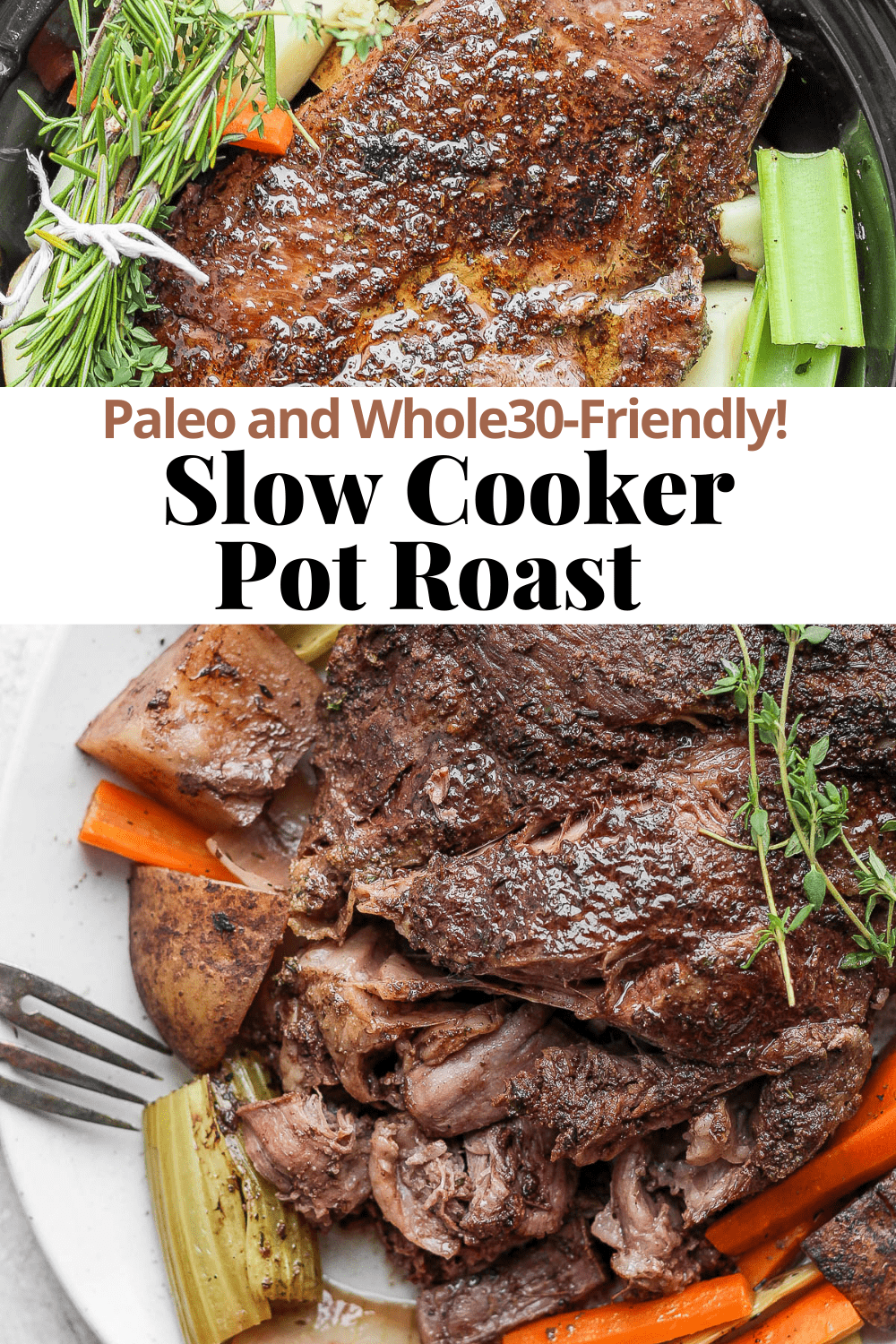 Pinterest image for Slow Cooker Pot Roast.