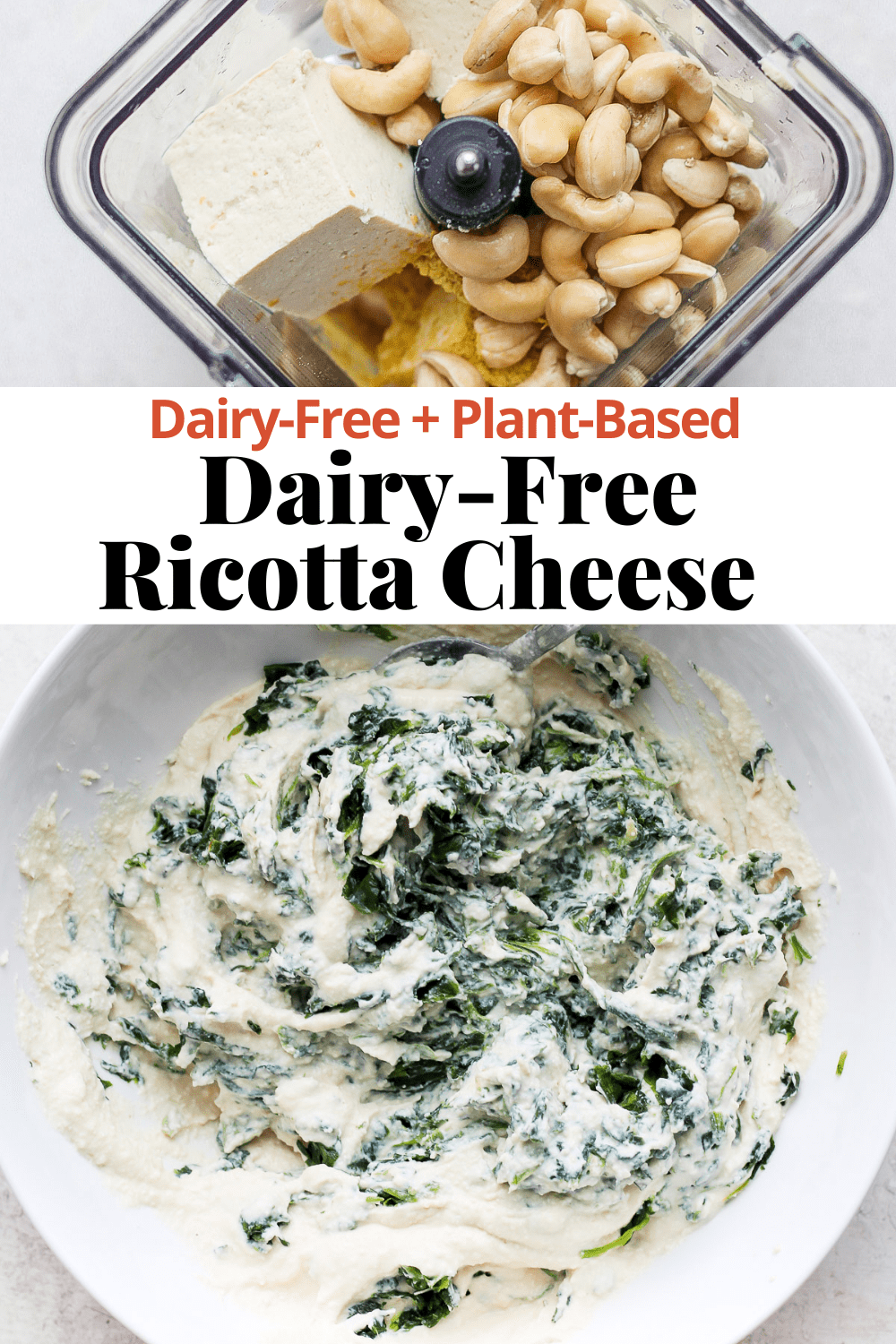 Pinterest image for dairy-free ricotta cheese.