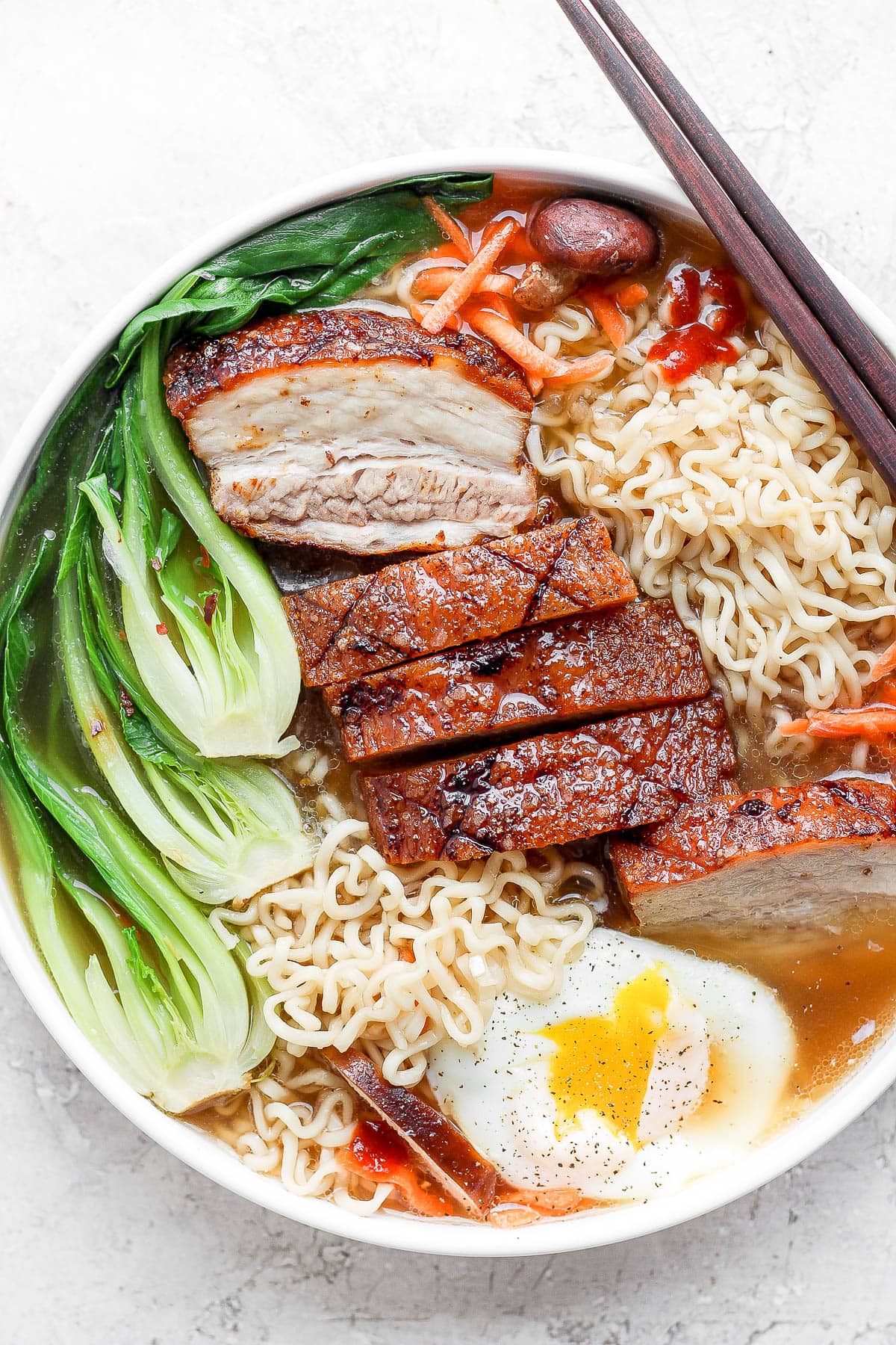 A bowl of pork belly ramen. 