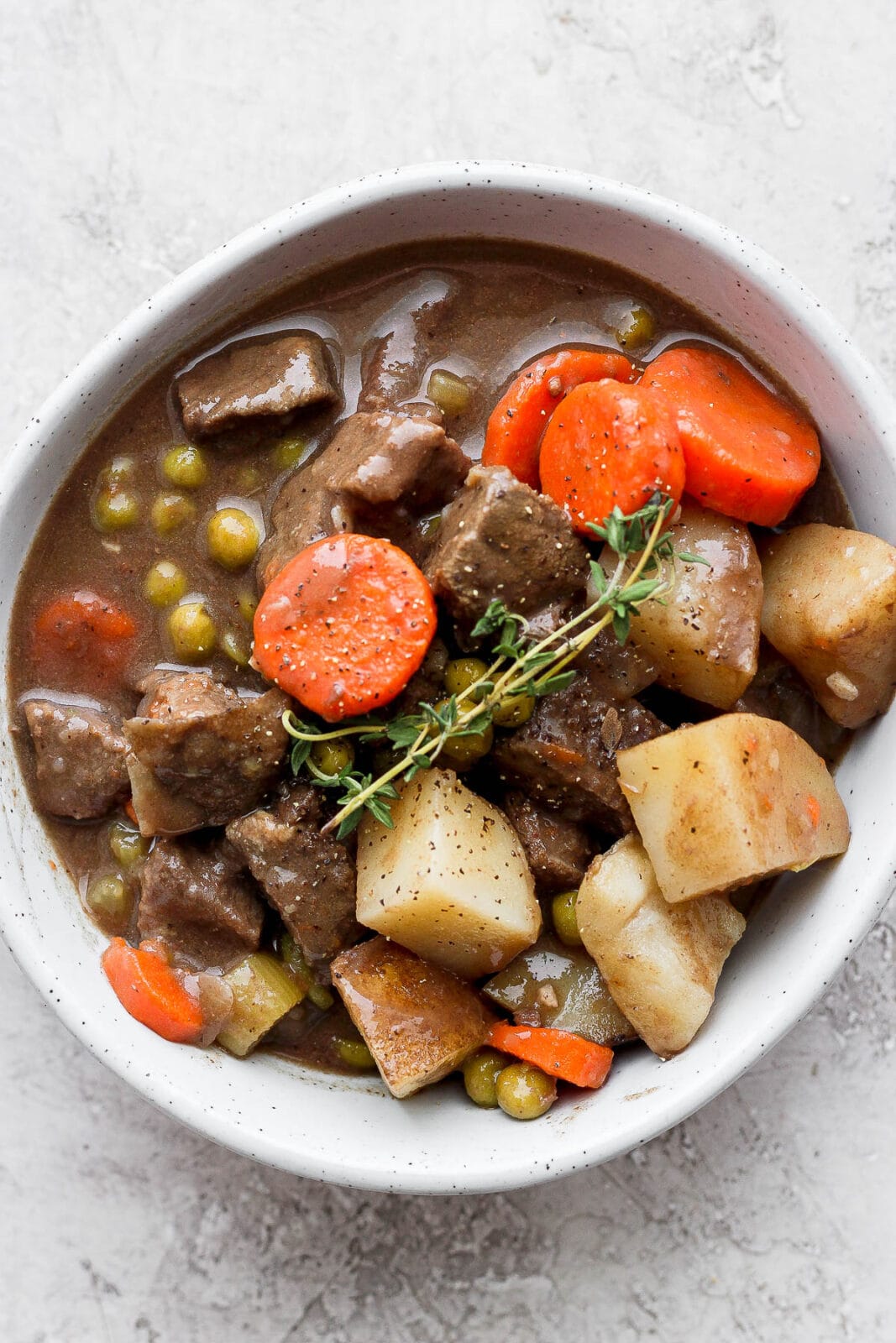 Bowl of crockpot venison stew.