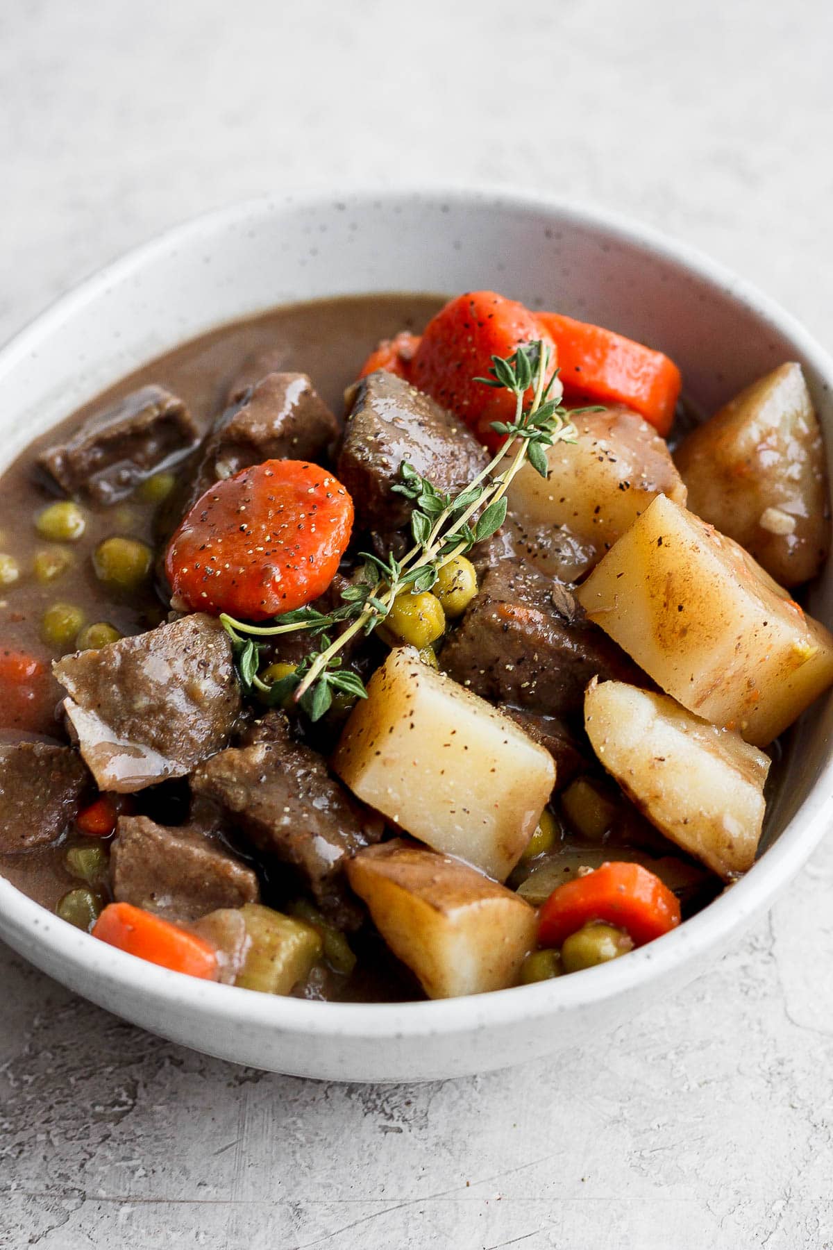 Bowl of crockpot venison stew.