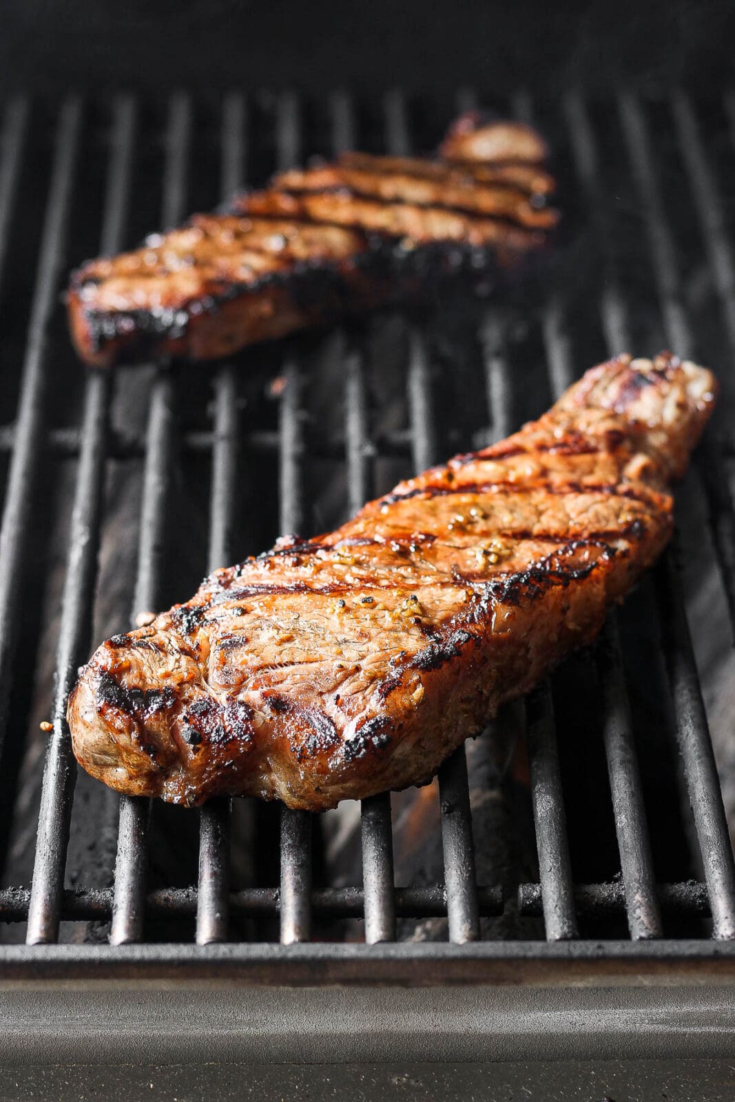 Steak on a grill. 