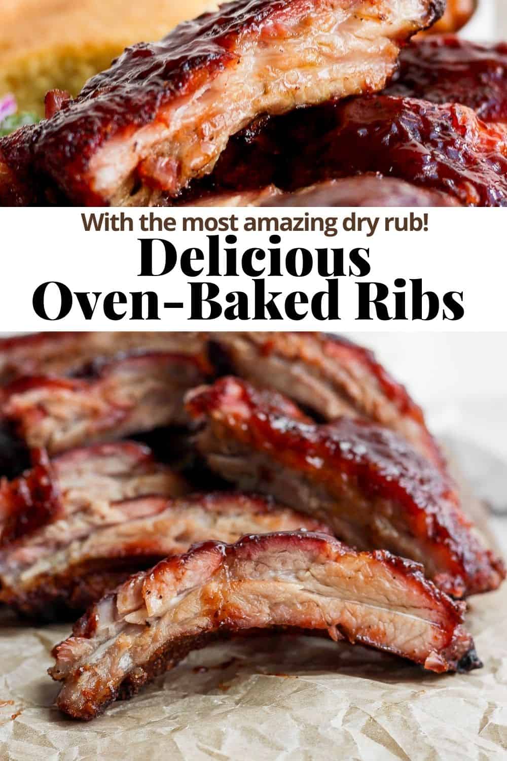 Pinterest Pin for oven baked ribs.