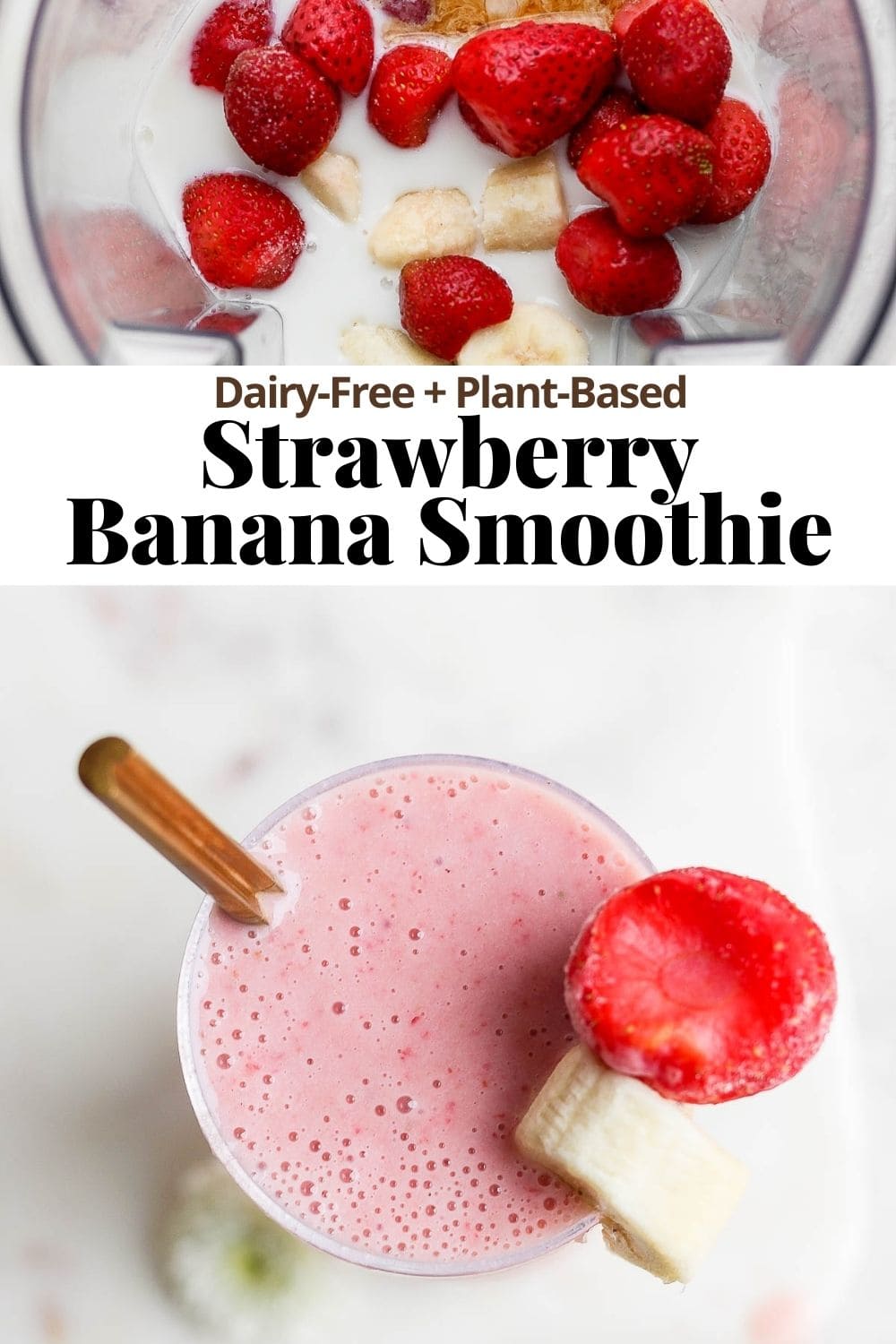 Pinterest image for Strawberry Banana Smoothie.