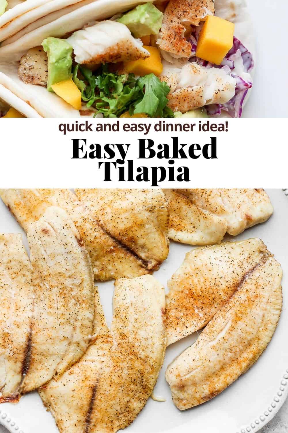 Pinterest image for oven baked tilapia.