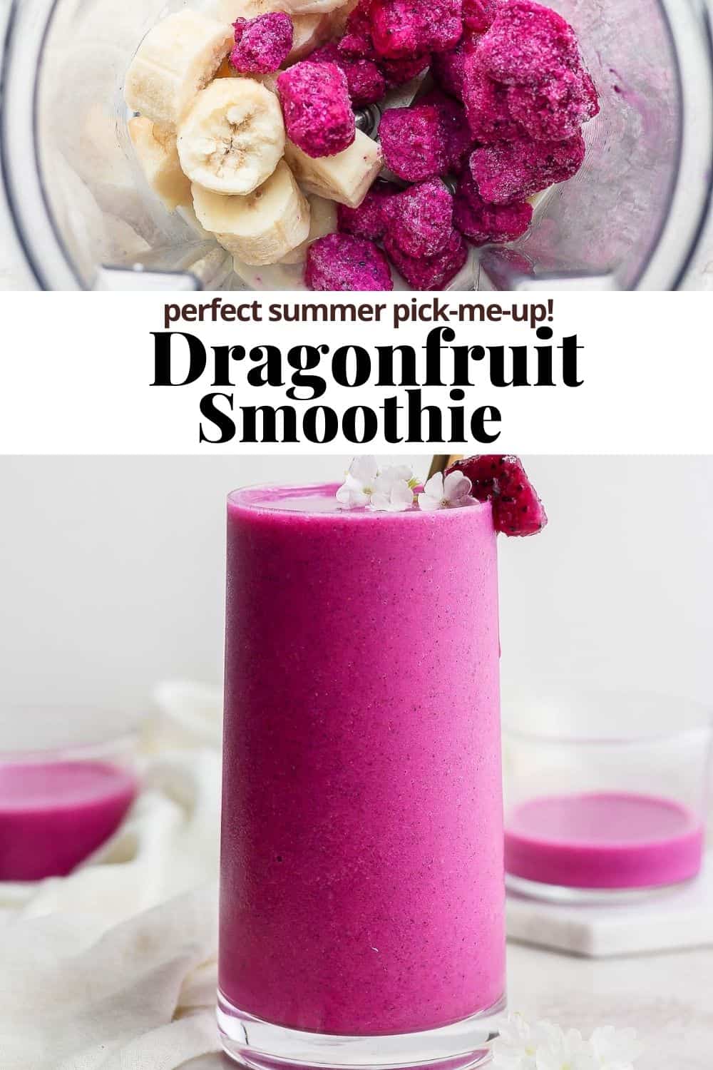 Pinterest image for dragonfruit smoothie.