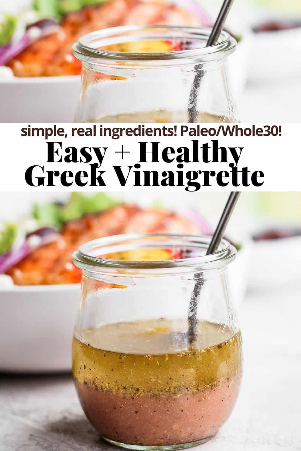 Pinterest image for Greek vinaigrette.