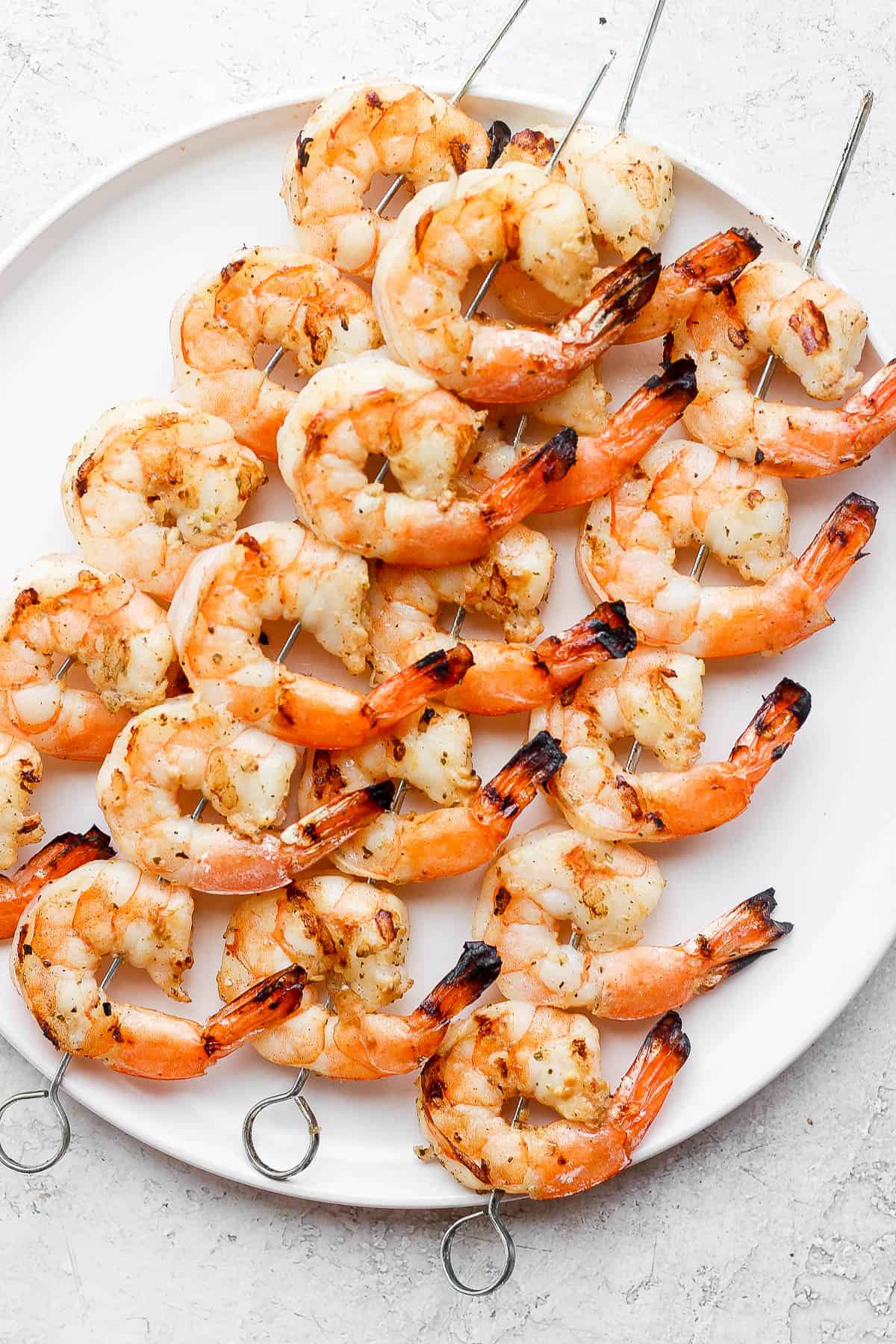 grilled shrimp on skewers.