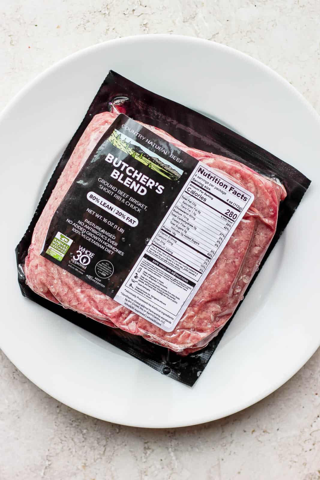 Package of Country Natural Beef's Butcher's Blend ground beef.