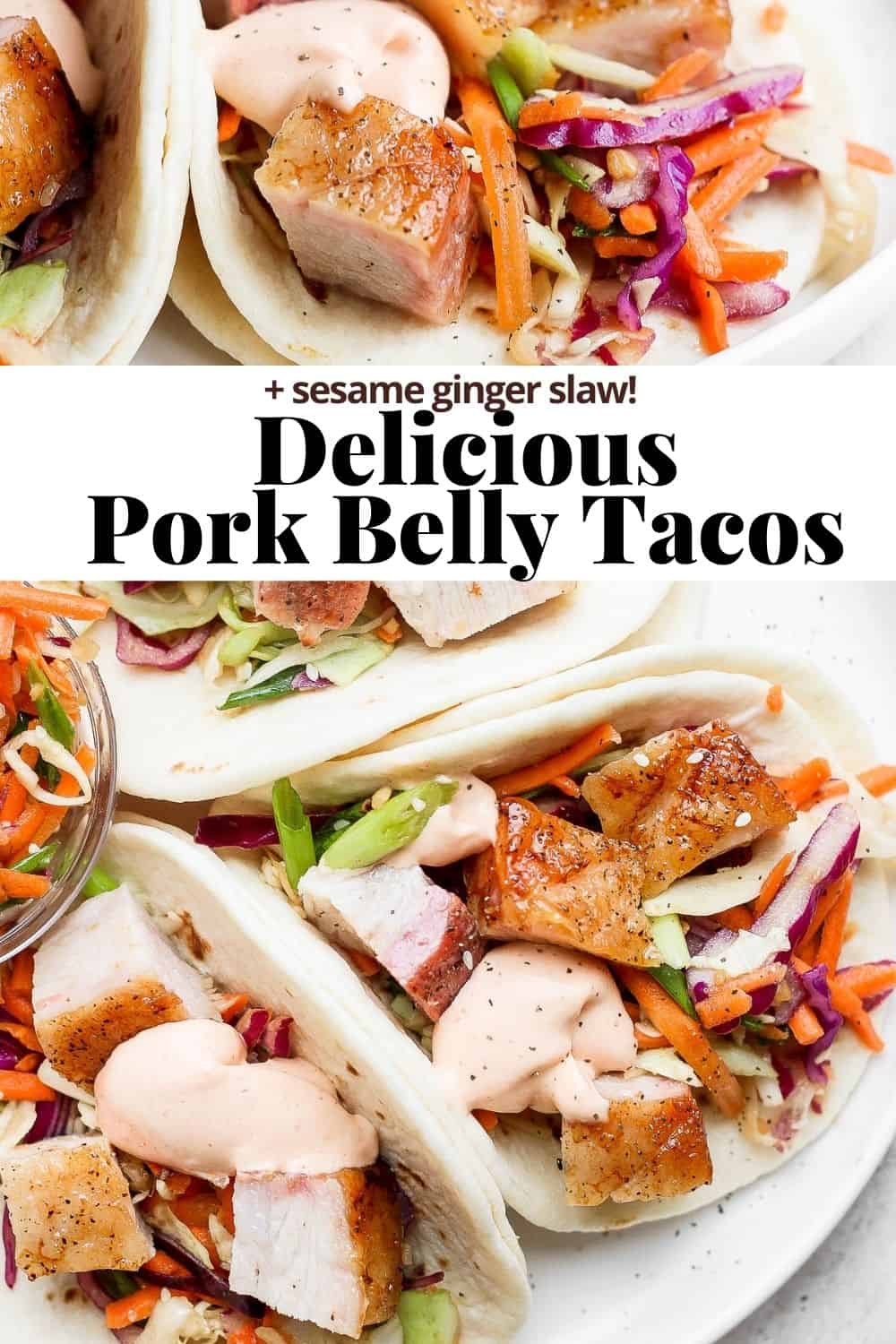 Pinterest image for pork belly tacos.