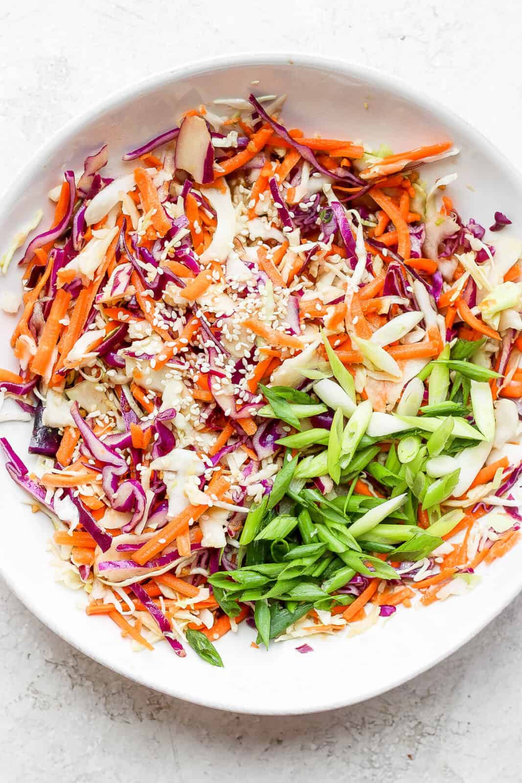 A bowl of sesame ginger slaw.