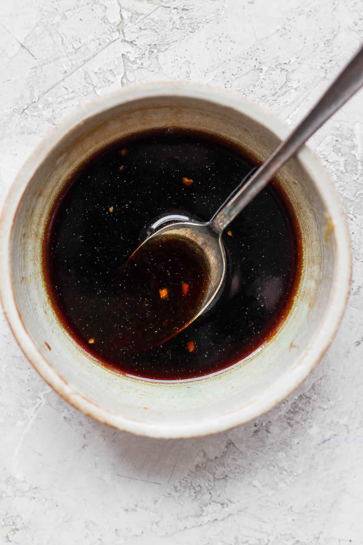 Poke bowl sauce in a small bowl. 