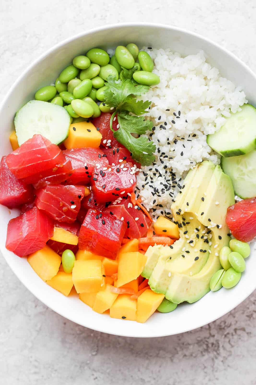 A tuna poke bowl.