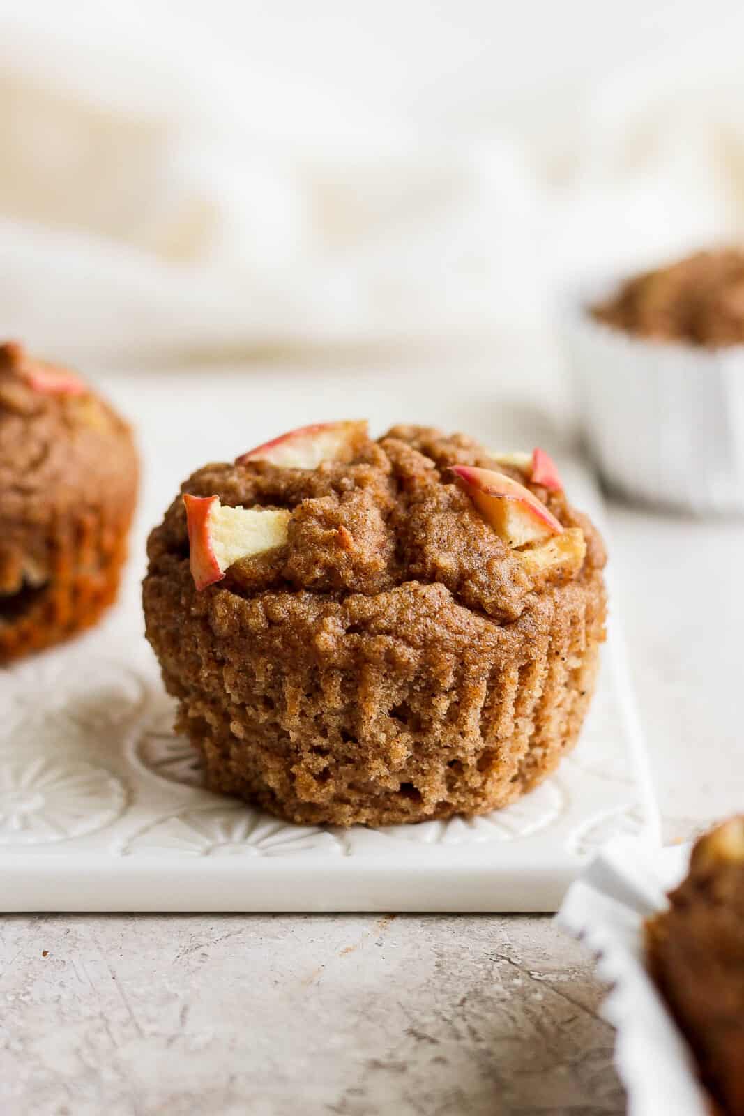 Apple cinnamon muffin without the wrapper.