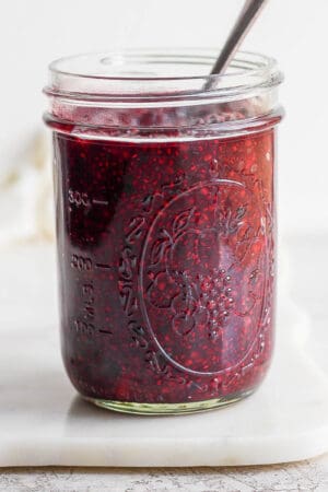 Jar of chia seed jam.