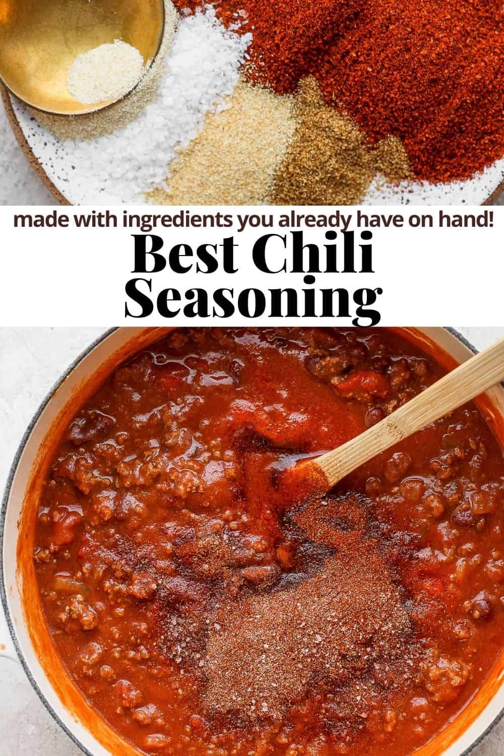 Pinterest image for the best chili seasoning.