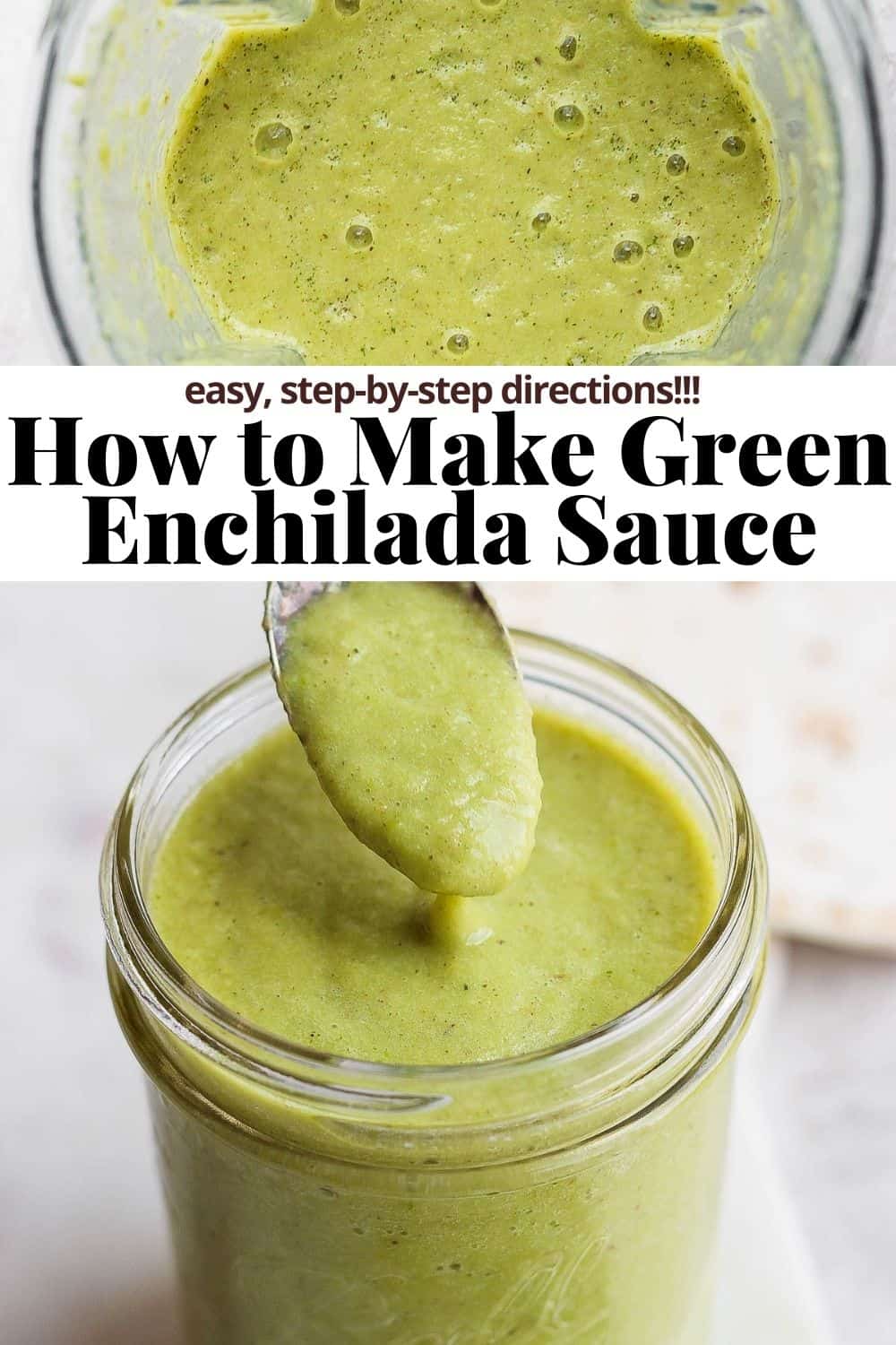 Pinterest image for green enchilada sauce.