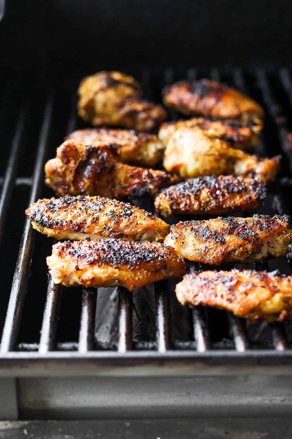 Smoked chicken wings on a pellet smoker.