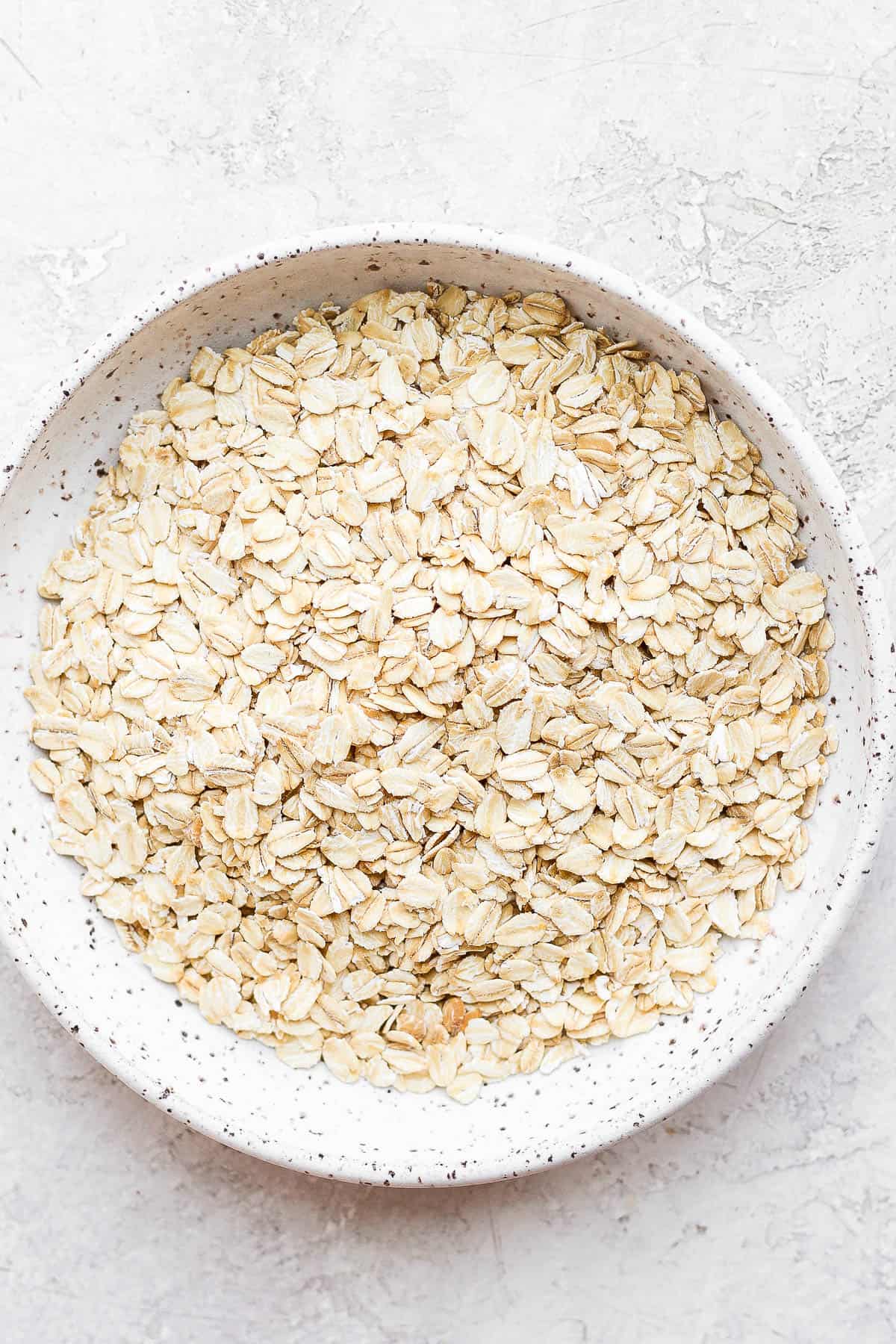 Rolled oats in a bowl.