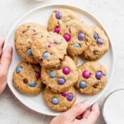 Plate of monster cookies.