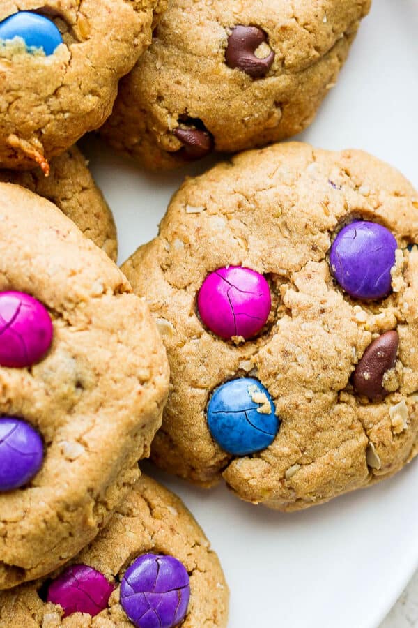 plate of monster cookies.