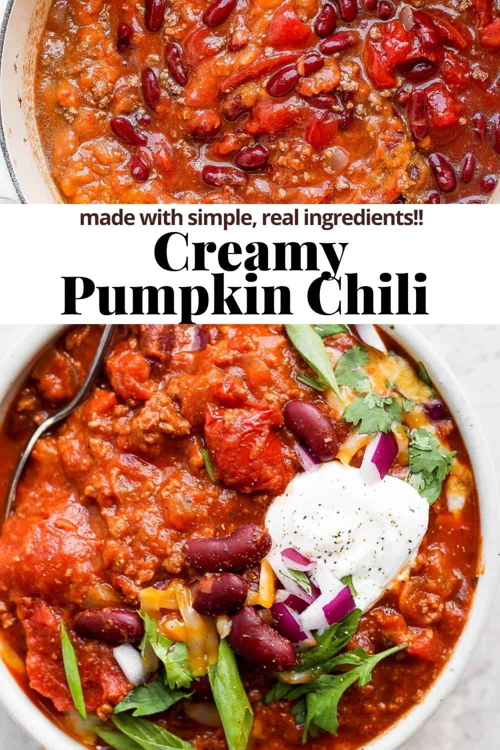 Pinterest image for pumpkin chili.