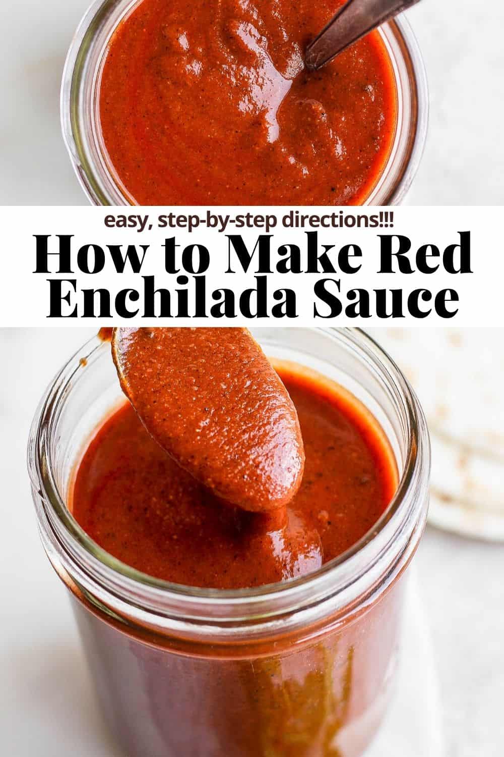 Pinterest image for red enchilada sauce.