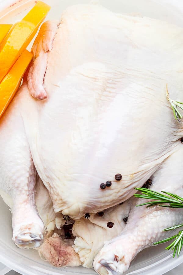 Two whole chicken in a smoked chicken brine.